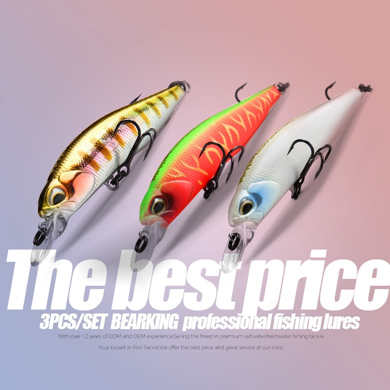 BEARKING 3pcs per set 63mm 5g Hot SP fishing lures professional UV colors minnow crank Magnet system wobbler model crank bait