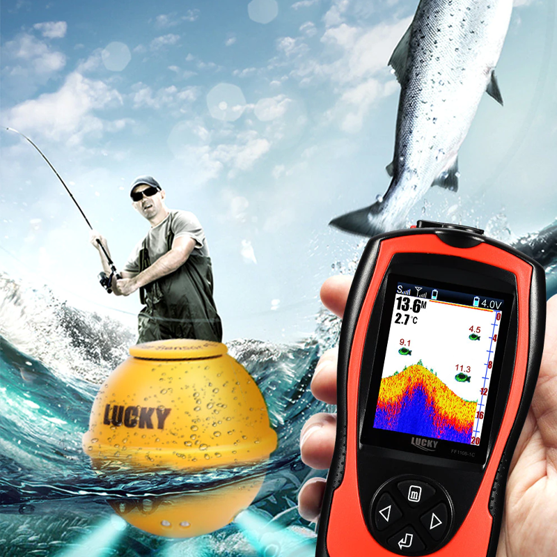 LUCKY FF1108-1CWLA Rechargeable Wireless Sonar for Fishing 45M Water Depth Echo Sounder Fishing Finder Portable Fish Finder