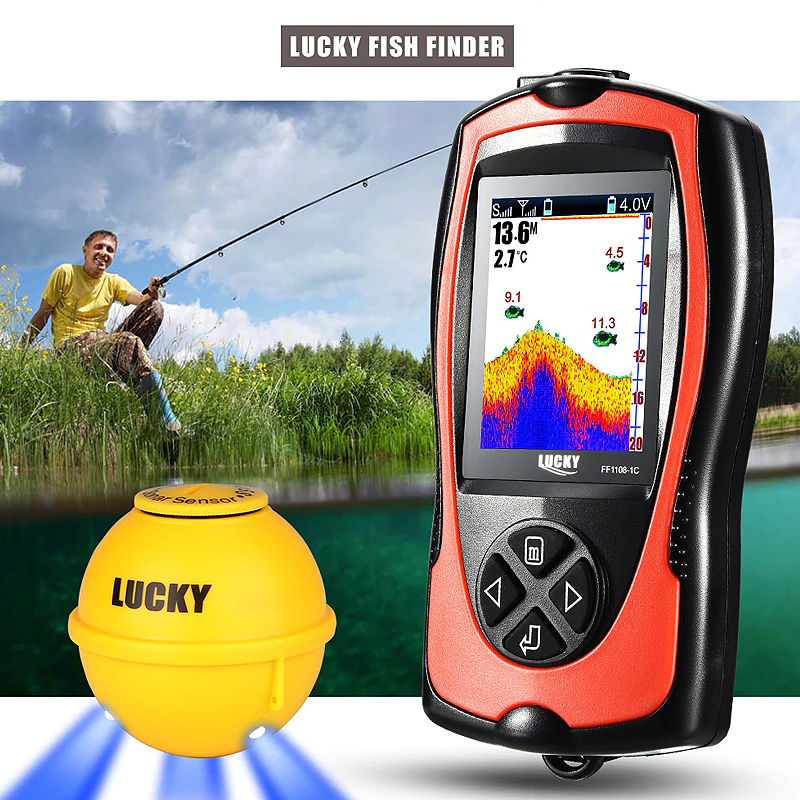 LUCKY FF1108-1CWLA Rechargeable Wireless Sonar for Fishing 45M Water Depth Echo Sounder Fishing Finder Portable Fish Finder