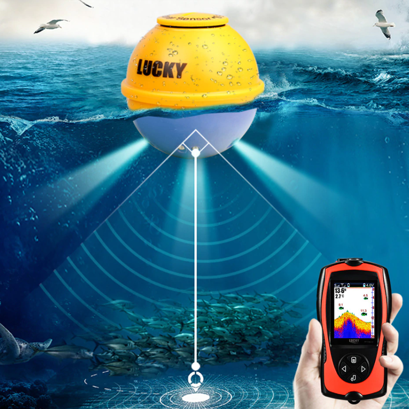 LUCKY FF1108-1CWLA Rechargeable Wireless Sonar for Fishing 45M Water Depth Echo Sounder Fishing Finder Portable Fish Finder