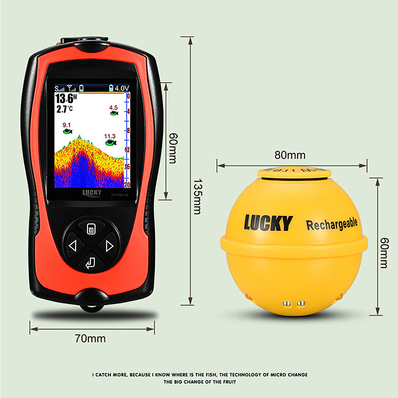 LUCKY FF1108-1CWLA Rechargeable Wireless Sonar for Fishing 45M Water Depth Echo Sounder Fishing Finder Portable Fish Finder