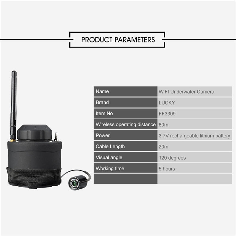 Russian menu!LUCKY Portable fishing finder WIFI Underwater Camera FF3309 80m wireless operating range Winter Sea Fishing Tackle