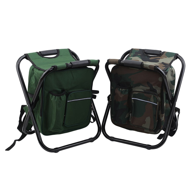 Outdoor Folding Chair Camping Fishing Chair Stool Portable Backpack Cooler Insulated Picnic Tools Bag Hiking Seat Table Bag