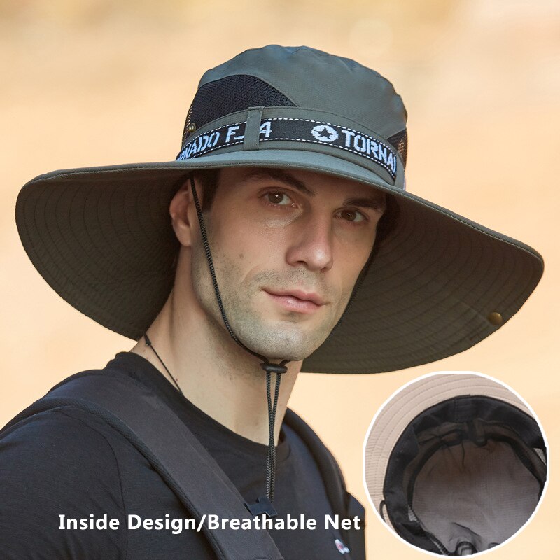 New Boonie Hat Men Anti-UV Sun Hats Outdoor Fishing Cap Fashion Big Brim Caps Women&#39;s Summer Hat Male Bucket Hat Sombrero Gorros