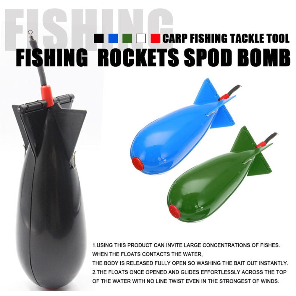 Carp Fishing Rocket Feeder Large Small Spod Bomb Float Lure Bait Holder Pellet Rocket Feeder 3 Size Pellet Rockets Feeders