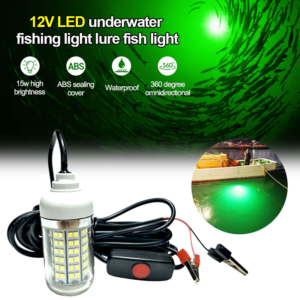 12V 100W LED Underwater Fishing Light Green Lure Fish Finder Lamp 108 2835SMD Beads Waterproof Ip68 Attracts Prawns Squid Krill