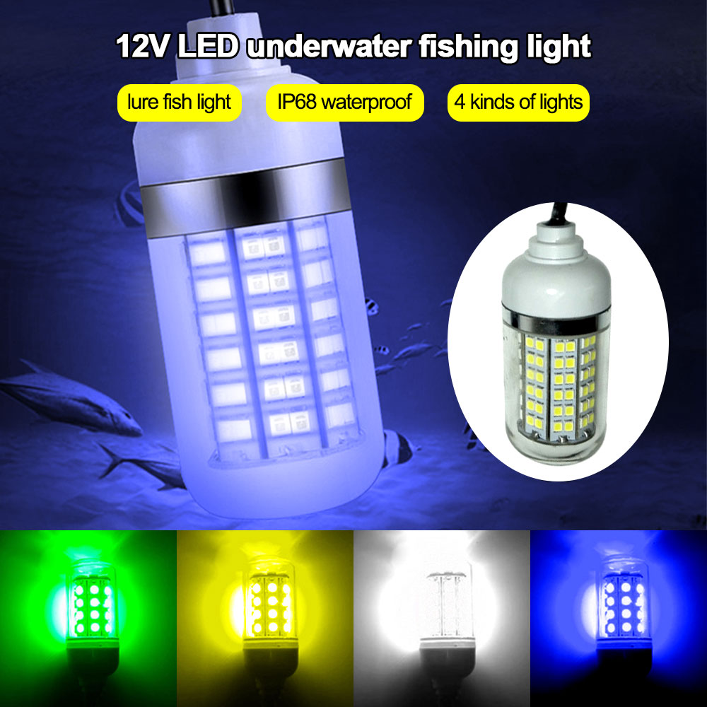 12V 100W LED Underwater Fishing Light Green Lure Fish Finder Lamp 108 2835SMD Beads Waterproof Ip68 Attracts Prawns Squid Krill