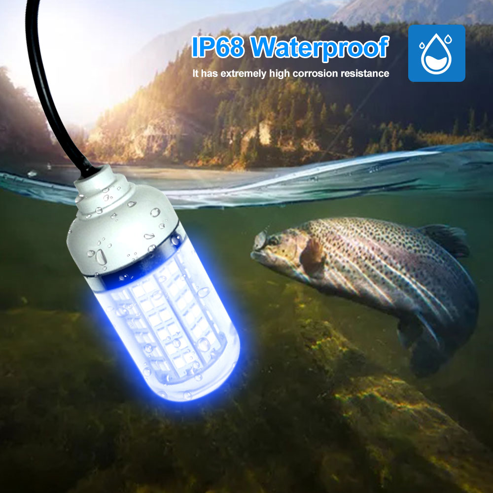 12V 100W LED Underwater Fishing Light Green Lure Fish Finder Lamp 108 2835SMD Beads Waterproof Ip68 Attracts Prawns Squid Krill